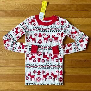 Hanna Andersson Red Green New Deer Deer Holiday Christmas Pajama Top 140 10